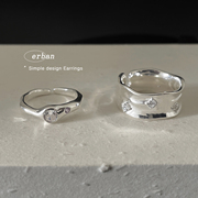 纯银戒指女小众设计高级感锆石开口宽食指戒指环时尚个性叠戴组合