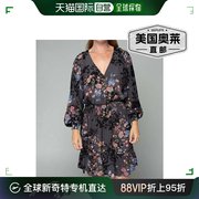 lovestitch灰色灰蓝色花卉蝙蝠，袖抽褶v领迷你连衣裙灰色灰蓝