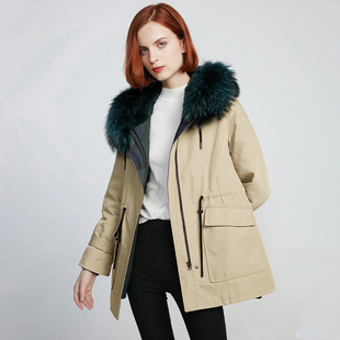 气质短款派克服女2023冬季獭，兔毛皮草外套，高级洋气尼克服大衣