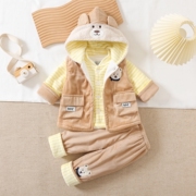 男女宝宝衣服秋冬装，婴儿棉袄加厚0-1-2周岁外穿灯芯绒马甲三件套