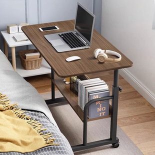 卧室家用学生书桌宿舍懒人电脑桌床边桌可移动升降电脑台式桌子