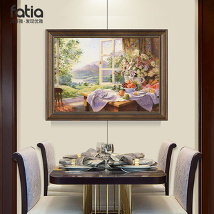 美式餐厅装饰画欧式风格，高级感挂画餐桌壁画，水果手绘油画玄关画