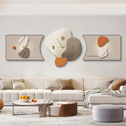 现代轻奢客厅装饰画钟表，时钟抽象墙画沙发背景墙，挂画创意三联壁画