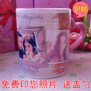 马克杯子陶瓷带盖勺创意定制相片简约咖啡水，茶杯韩版创意潮流清新