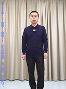 精纺纯羊毛长袖T恤男 藏蓝色 普洛克24春 100%羊毛商务针织衫