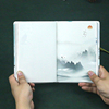 山水复古日记本手账本，韩版可爱学生笔记本，中国风全彩页记事本子