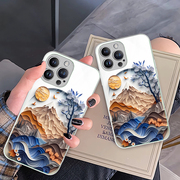 适用于苹果IPhone 8PLUS OPPO RENO5 VIVO S17华为荣耀X50i国潮风格液态全包防摔亲肤金属漆玻璃壳手机保护套