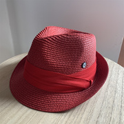 红色小礼帽短檐休闲出游防晒遮阳帽海边沙滩户外帽夏季度假帽子女