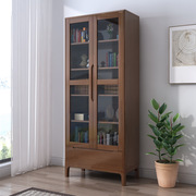 北欧实木书柜带门自由组合格子，柜带玻璃门书橱书架展示柜书房家具
