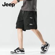 jeep吉普工装短裤男士夏季潮牌宽松五分裤多口袋机能休闲裤子