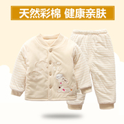 冬季婴儿衣服男女宝宝秋装，套装女0夹棉1岁彩棉保暖加厚棉衣薄棉服