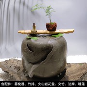 定制大号日式庭院循环流水陶罐摆件，室内阳台花园禅意石头水(石头水)钵水景