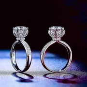 莫桑石钻戒(石钻戒，)女款冰雪皇后，戒指一克拉求婚结婚戒指七夕礼物