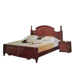 速发纯柏木深色标准美式床平床尾双人床主卧实木床储物收纳婚床民