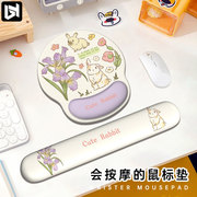 水仙可爱卡通兔兔鼠标垫加厚护腕垫硅胶防滑办公电脑滑鼠垫键盘托