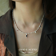 OLIO E ACETO 纯银玛瑙吊坠珠链项链 原创设计师肌理高级感锁骨链