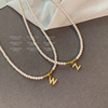 3mm施家珍珠字母项链，女款2024轻奢小众高级感配饰锁骨链颈链