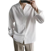 春秋高级感白色职业装垂感长袖，衬衫男生休闲韩版宽松免烫男士衬衣