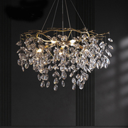 星雨创意水晶灯法式轻奢客厅，吊灯后现代个性全铜树枝餐厅灯具