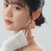 韩国银针网红几何复古撞色耳环，女2023年潮，设计感耳坠耳饰r612