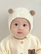 0一1岁婴儿帽子冬季女宝宝秋冬款新生婴幼儿，护耳帽纯棉可爱保暖男