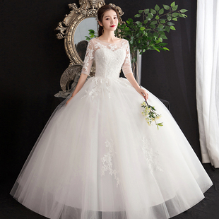 主婚纱2023新娘气质，高端简约法式礼服，小个子高腰孕妇齐地显瘦