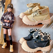 2023秋季女童鞋帆布，透气单靴韩版时尚大头，防踢马丁靴男童短靴