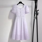 淡紫色连衣裙2023女夏季法式高级感今年夏天流行紫罗兰色裙子