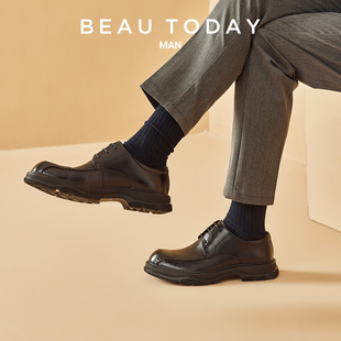 BeauToday正装商务皮鞋男款真皮冬季大头德比鞋男士高端品牌鞋