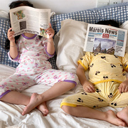 夏款儿童薄款睡衣卡通莫代尔，家居服男童女童宝宝空调，房七分袖睡衣