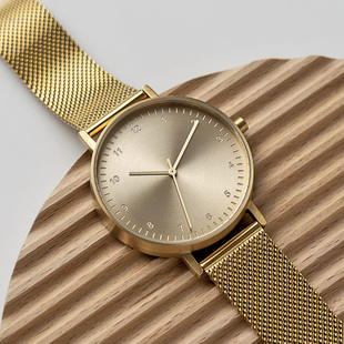 设计感腕表BIJOUONE彼树湾B60银色金色米兰钢带潮流男女精钢手表