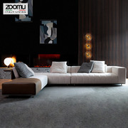 皮布结合沙发意式轻奢转角设计师款创意贵妃大小户型客厅简约现代