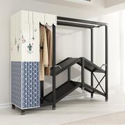 简易衣柜家用卧室免安装可折叠柜子出租房，用全钢架结实耐用布衣柜