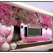 欧式简约3d立体壁画客厅沙发电视背景墙壁纸卧室温馨浪漫粉色墙纸
