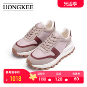Hongkee/红科女鞋2024春季阿甘鞋女厚底休闲运动鞋HB14X101