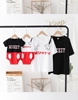 迪斯尼米奇亲子装6个月字母T恤洋气一家卡通婴儿爬服连体短袖上衣