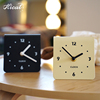 Hicat 奶油系静音座钟客厅家用时钟现代创意台式学生台钟表摆件表