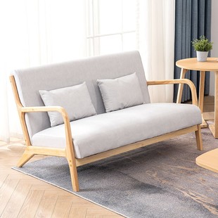 免洗科技布北欧(布北欧)实木，双人沙发小户型，客厅卧室轻奢现代简约原木休闲