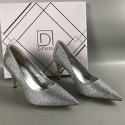 品牌迪芙斯女鞋，断码撤柜浅口法式尖头，单鞋时尚烫钻优雅高跟鞋