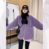 2024紫色p摇粒绒上衣韩系今年流行的漂亮羊羔毛外套(毛外套)女春