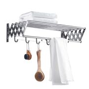 浴巾架不锈钢折叠晾衣架置物架卫生间伸缩阳台毛巾架浴室