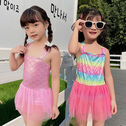 女童泳装连体裙式1-3岁小童洋气，可爱婴幼儿女孩公主宝宝儿童泳衣