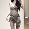 世可儿2025小胸聚拢钢托蓝色扎染分体三件套泳衣女比基尼性感遮肉