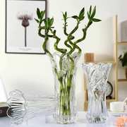 两件套特大号玻璃花瓶透明水养富贵竹花瓶客厅家用插花瓶摆件