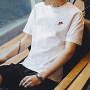 nike耐克白色纯棉t恤男士夏季休闲透气运动短袖衫ar4999