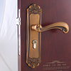 欧式黄古铜(黄古铜)房门锁，卧室静音三件套把手通用型，家用实木门卧室内