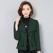 女装2021年冬季韩版修身毛呢外套短款一粒扣大翻领呢子上衣