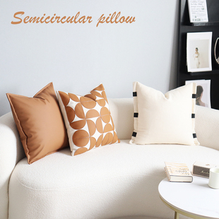 沙发抱枕设计师样板间客厅，含枕芯靠枕复古橘色，系列轻奢拼接靠垫
