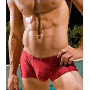 男士低腰暗红色立体平角泳裤游泳纯色，透气立体游泳裤薄款平角短裤