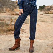 品牌女装复古盘设计感减龄直筒长裤2024年春季重工刺绣牛仔裤